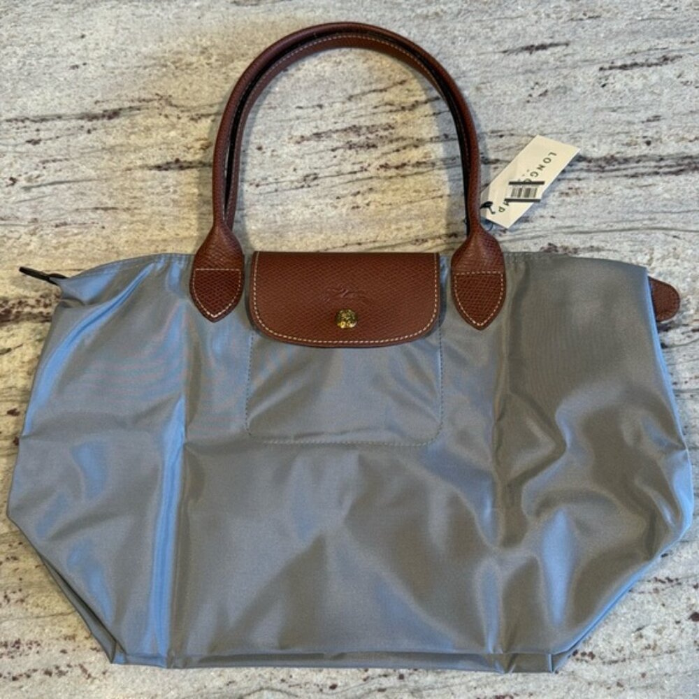 NWT Large Longchamp Le Pliage Original Turtledove Grey Tote Canvas Handbag